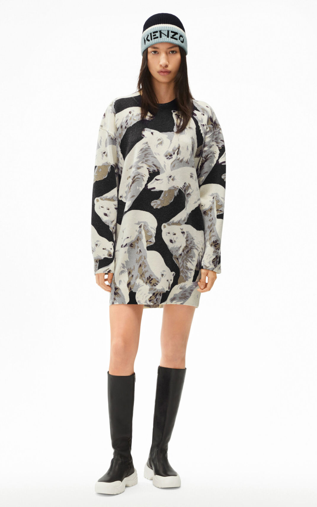 Kenzo The 冬 Capsule Polar Bear jumper ワンピース レディース 黒 - UOEZBC702